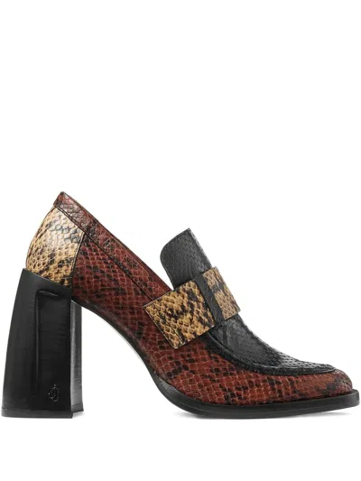 JIMMY CHOO 80MM TYLOR SNAKESKIN-EFFECT BLOCK-HEEL PUMPS