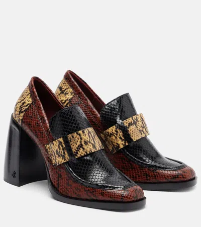 JIMMY CHOO TYLOR 95 SNAKE-EFFECT LEATHER LOAFER PUMPS