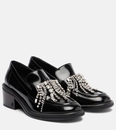 JIMMY CHOO TYLOR EMBELLISHED LEATHER LOAFER PUMPS