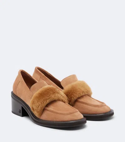 Jimmy Choo Tylor Shearling-trimmed Suede Loafer Pumps In Teddy/teddy