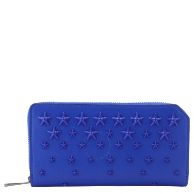 Jimmy Choo Ultraviolet/ultraviolet Men's Carnaby Leather Travel Wallet With Stars In Blue