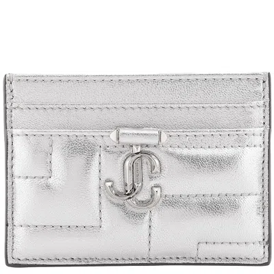 Jimmy Choo Umika Leather Card Case In Grey