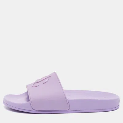 Pre-owned Jimmy Choo V Wisteria Size 38 Purple Rubber Pool Slides