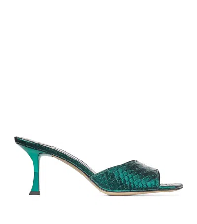 Jimmy Choo Val 70 Metallic Leather Mules In Green