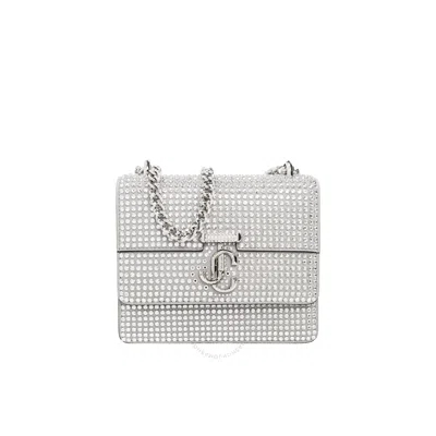 Jimmy Choo Varenne Silver Suede With Crystal Embellishment