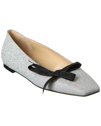 Jimmy Choo Womens Veda Glitter Ballerina Flats In Metallic