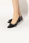 Jimmy Choo Veda Logo-bow Ballerina Pumps In Black