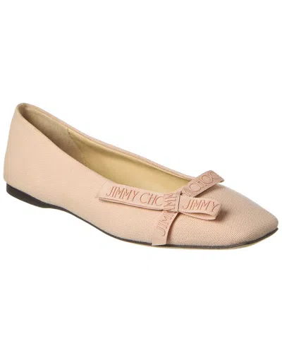 Jimmy Choo Veda Linen Ballerina Flat In Brown