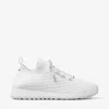 Jimmy Choo Veles Cotton Knit Pearly Stud Sneakers In White