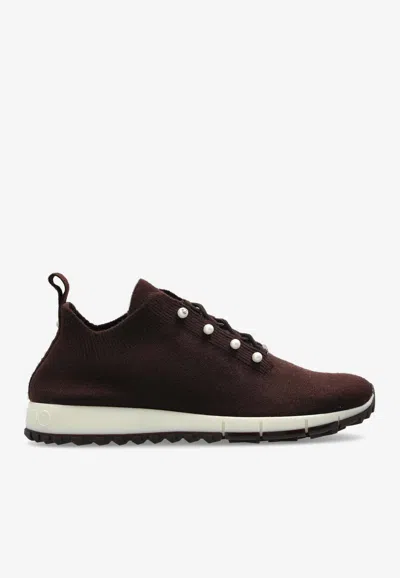 Jimmy Choo Veles Cashmere Knit Sneakers In Brown