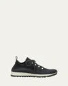 Jimmy Choo Veles Cotton Knit Pearly Stud Sneakers In Black Mix