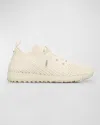 Jimmy Choo Veles Cotton Knit Pearly Stud Sneakers In X Latte Mix