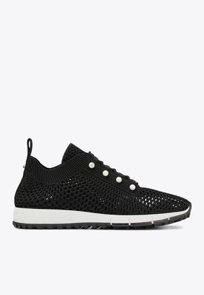 JIMMY CHOO VELES CROCHET KNIT LOW-TOP SNEAKERS