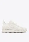 Jimmy Choo Veles Crochet Knit Low-top Sneakers In Latte