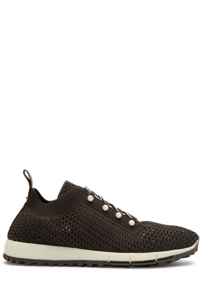 Jimmy Choo Veles Crochet-knit Sneakers In Brown