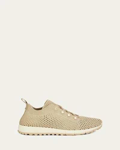 Jimmy Choo Veles Crochet-knit Low-top Trainers In Gold