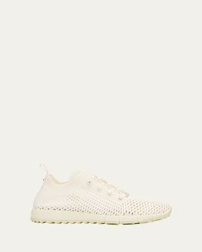 Jimmy Choo Veles Crochet-knit Low-top Trainers In Neutral