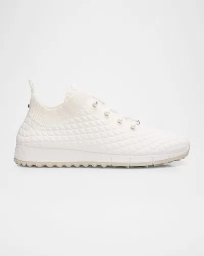 Jimmy Choo Veles Diamond Knit Low-top Trainers In White