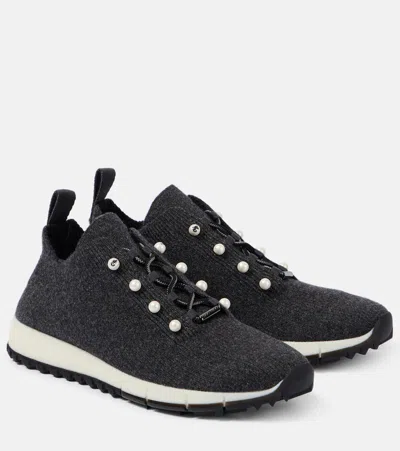 Jimmy Choo Veles Embellished Sneakers In Black