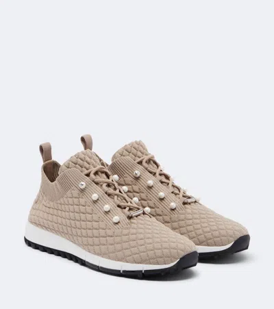 Jimmy Choo Veles Faux Pearls Embellished Sneakers In Neutral