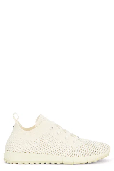 Jimmy Choo Veles Knit Mini Sneaker With Pearl Eyelets In Neutral