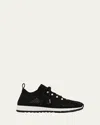 Jimmy Choo Cashmere Knit Sneakers Pearl Embellishments In Black Multi