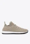 Jimmy Choo Veles Textured Knit Trainers In X Stone In Gray