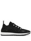 Jimmy Choo Veles Knit Pearly Lace-up Sneakers In Black