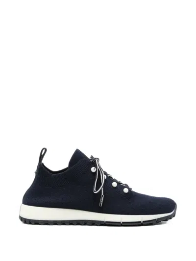 Jimmy Choo Veles Pearl-embellished Knitted Sneakers In Blue