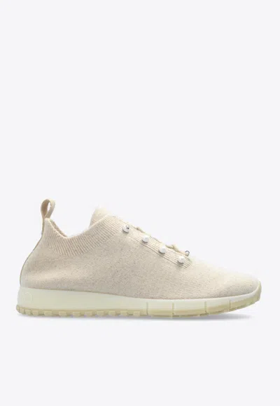 Jimmy Choo Veles Stretch Knit Sneakers In Cream