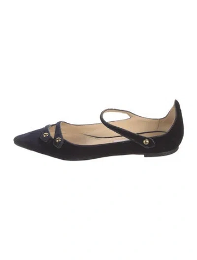 Pre-owned Jimmy Choo Velvet Ballet Flats In Blue