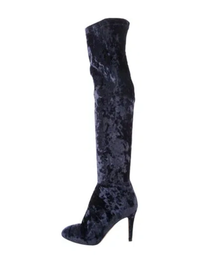 Pre-owned Jimmy Choo Velvet Boots In Blue