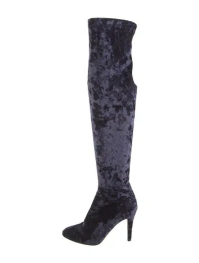 Pre-owned Jimmy Choo Velvet Boots In Blue