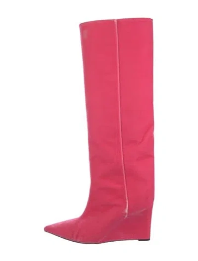 Pre-owned Jimmy Choo Velvet Boots In Pink