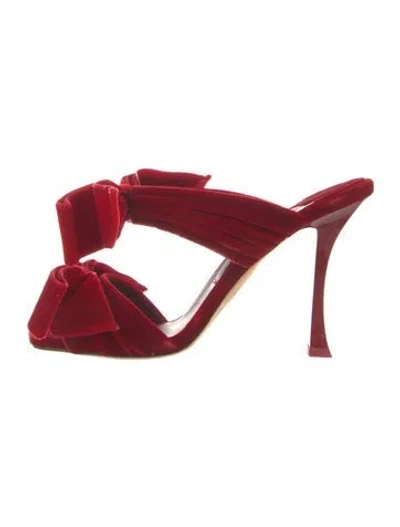 Pre-owned Jimmy Choo Velvet Bow Accents Slides In Red