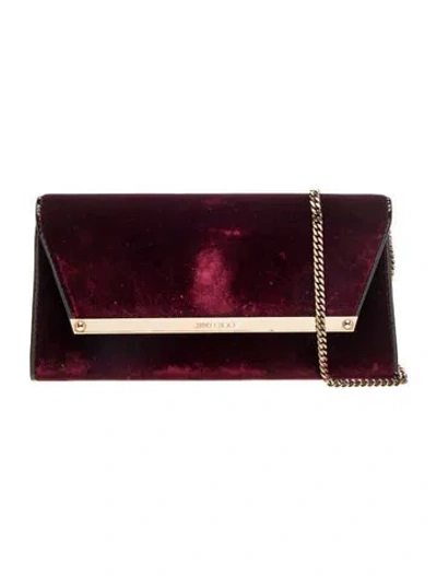 Pre-owned Jimmy Choo Velvet Clutch In Burgundy