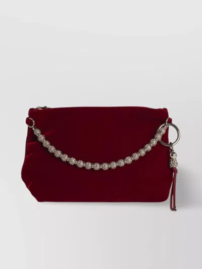 Jimmy Choo Velvet Clutch Chain Strap Tassel