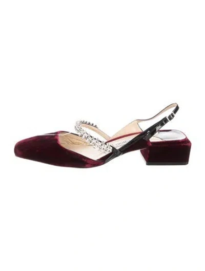 Pre-owned Jimmy Choo Velvet Crystal Embellishments Flats In Pink