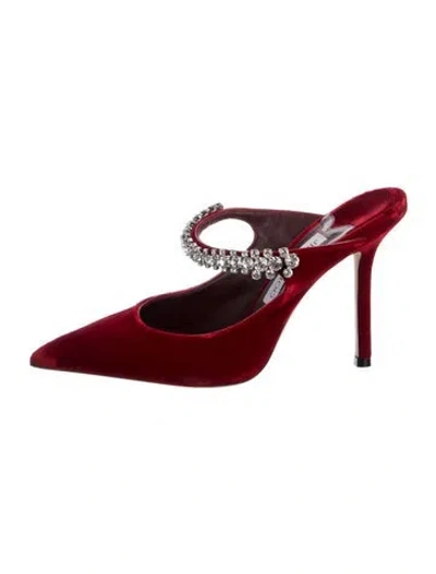 Pre-owned Jimmy Choo Velvet Crystal Embellishments Mules In Multi