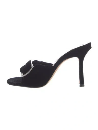 Pre-owned Jimmy Choo Velvet Crystal Embellishments Slides In Black