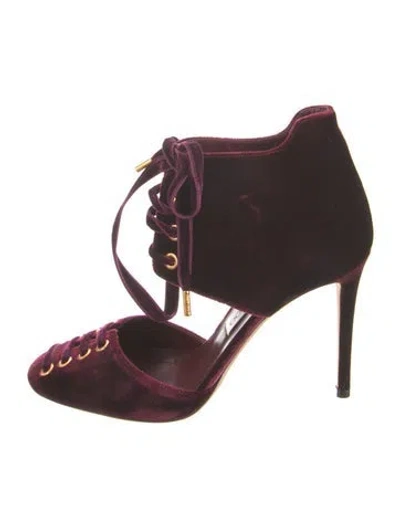 Pre-owned Jimmy Choo Velvet D'orsay Pumps In Burgundy