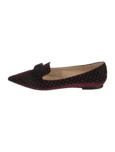 Pre-owned Jimmy Choo Velvet Glitter Accents Loafers In Red
