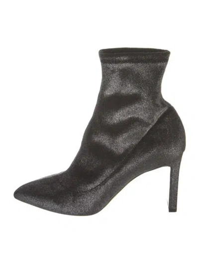 Pre-owned Jimmy Choo Velvet Glitter Accents Sock Boots In Black