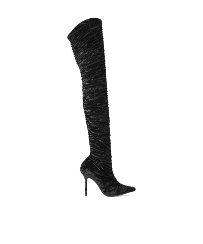 JIMMY CHOO VELVET KNEE-HIGH BOOTS