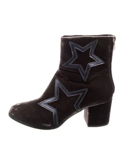 Pre-owned Jimmy Choo Velvet Leather Trim Embellishment Boots In Neutrals