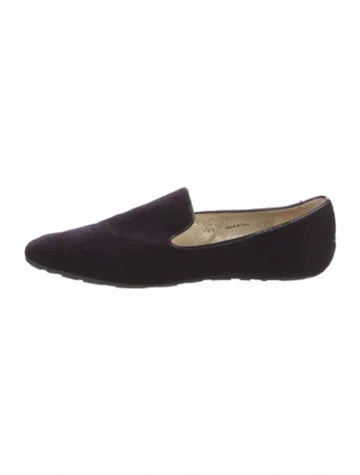 Pre-owned Jimmy Choo Velvet Leather Trim Embellishment Loafers In Purple