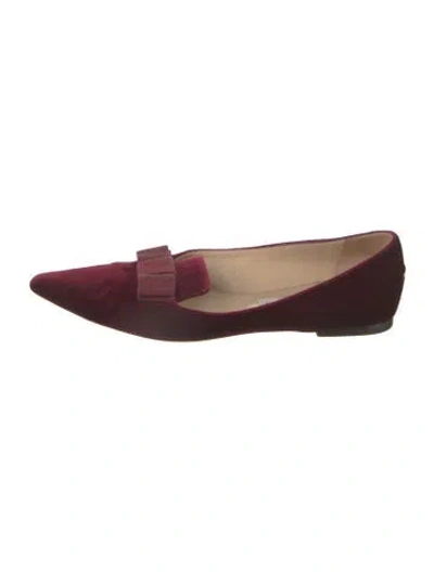 Pre-owned Jimmy Choo Velvet Loafers In Burgundy