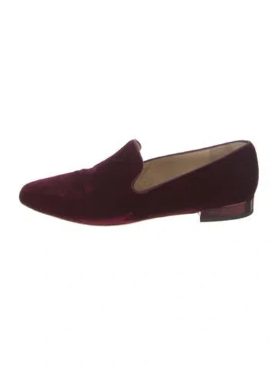 Pre-owned Jimmy Choo Velvet Loafers In Burgundy