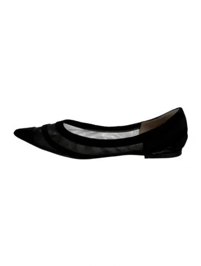Pre-owned Jimmy Choo Velvet Mesh Accents Ballet Flats In Black