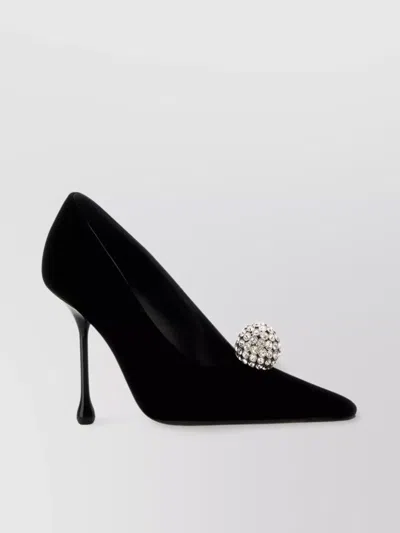 Jimmy Choo Velvet Orb Pumps Embellished Detail In Black